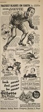 1947 Print Ad Gillette Blue Razor Blades Irving Jaffe Fastest Skater Boston,MA picture