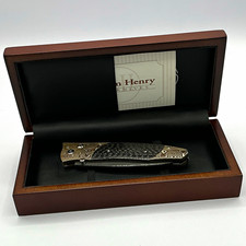 William Henry G30 Havana Pocketknife Carbon Fiber Stainless Damascus, 2007 19/25 picture
