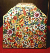Vintage 1970s Floral Psychedelic Tin Box Retro Mod Storage Container Maximalist picture