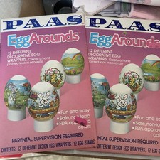 Lot Of 2 VTG 1980’s PAAS Egg Arounds Shrinkable Egg Wrappers New: Sealed Easter picture