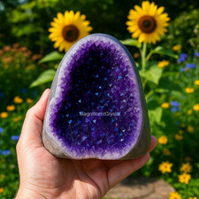 Amethyst Geode Cluster Purple Phantom Quartz Crystal Healing Reiki Art Decor picture