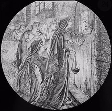 Glass Magic Lantern Slide THE TEN VIRGINS C1900 RELIGIOUS DRAWING picture