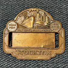 Stockton California Souvenir Belt Buckle Brass Tone