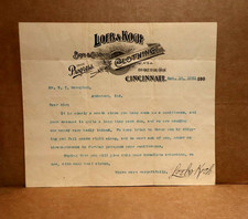 Cincinnati, OHIO Loeb & Koch Boys & Children's Clothing Antique Letterhead 1901 picture