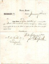 1855 RARE HARTFORD STATE BANK STAMPLESS COVER unpaid note on bank letterhead picture