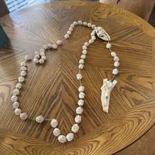 Rustic 65” Madonna Resin Catholic Christian Wall Rosary Beads Modern W/ Crucifix picture