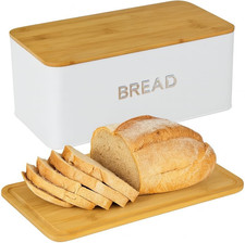 Bread Box for Kitchen Countertop, Homemade Bread - Bamboo Cutting Board Lid picture