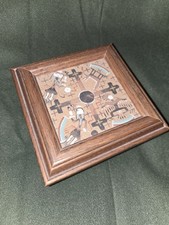 Wooden Box Authentic Navajo Sand Painting Signed Great Condition picture