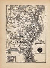 1926 Antique Seaboard Airline Railway Map  Seaboard Air Line Railroad Map 1275 picture