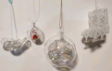 4 Vintage Hand Blown, Spun & Art Glass Christmas Ornaments Murano, Silvestri picture