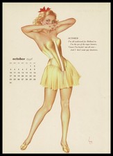 October 1948 Alberto Varga Esquire Girl Calendar Page Pin Up | 8 1/2