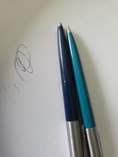 Vintage Parker Jotter Pen and Pencil Set Teal Turquoise Navy Blue Click Working picture