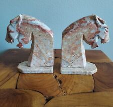 Vintage Carved Marble Stone Cougar Panther Heavy Bookends 6.5 