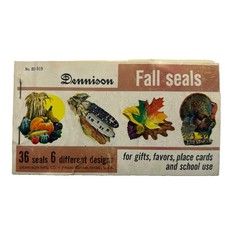 Vtg Dennison Thanksgiving Seals #32 Pumpkin, Turkey, Fall Leaves picture