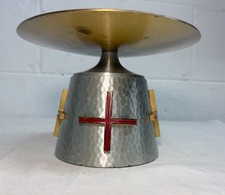 Antique enameled bronze Christian Catholic liturgical vessel altar receiver bowl picture