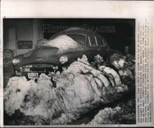 1959 Press Photo A car at Selden, Kansas, covered in ice from hail storm picture