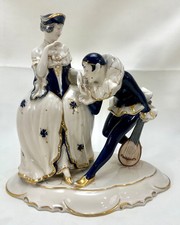 Art Deco Royal Dux Porcelain Bohemia Czech Couple Pierrot Jester Lady Sculpture picture