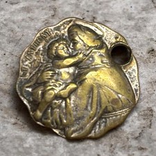 Vintage St Anthony & St Christopher Double Sided Medal Bronze picture