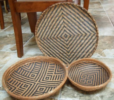 Antique 19th Century Canadian First Nations Weaved Basket Set of Three picture