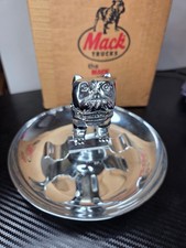 Vintage Chrome Metal Mack Truck Bulldog Ashray, NOS with Box picture