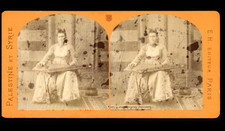 Syria, woman player of Qanun, ca.1875, stereo print of'era 10.5x1 picture