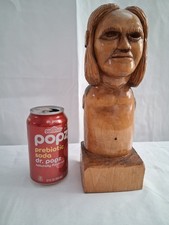 Vintage Creepy Girl Folk Art Goth Oddity Hand Carved Wooden handmade 93 OOAK picture