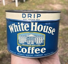 Antique White House Brand Coffee SEALED NM Metal Can Boston MA picture