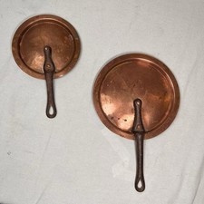 Two Antique Duparquet Fitted Copper Pan Lollipop Lids- 7” & 5.5” picture
