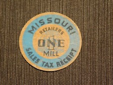 VINTAGE MISSOURI RETAILERS ONE MILL SALES TAX RECEIPT TUBERCULAR HOSPITALS NEEDY picture