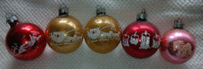 Vintage Mercury Glass Ornaments / Glitter Stencil / Made In USA / Set of 5 picture