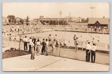 RPPC Swimming Pool Arlington Heights IL Crowd Diving c1940s Postcard picture