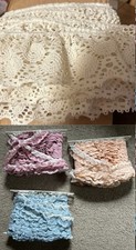 4PC Set LACE SEWING TRIM vtg LARGE LOT ruffled SCALLOPED KINDS ECRU picture