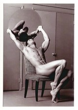 REPRINT Shirtless Handsome young man hunk jock gay vtg photo picture
