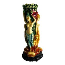 Vintage Three Hindu Goddesses Resin 10” Candle Holder Vase. picture