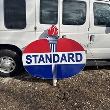 Standard Gas Station Torch Double Sided Sign Heavy 56in Plastic picture