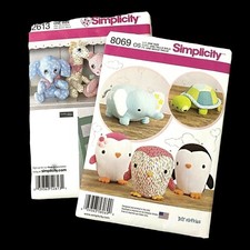 Simplicity Craft Pattern Lot of 2 Sewing Crafting Animals Kids picture