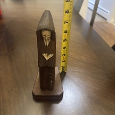 Vintage Hand Carved 9 Inch Wooden Monk with Bible picture