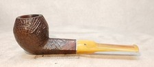 Beautiful Medico Sandblasted Bulldog Tobacco Pipe W/Amber Acrylic Stem picture