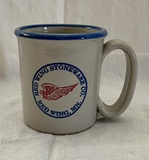 Red Wing Stoneware Co Coffee Mug, Red Wing Minnesota. Gray With Blue Rim. picture