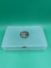 Vintage Frosted Lucite Jewelry Box w/ 925 Sterling Silver Stamped/Hallmark Coin picture