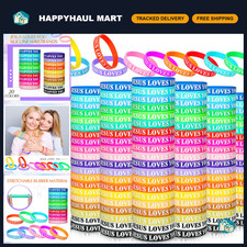 Jerify 200 Pcs Jesus Loves You Silicone Bracelets Bulk,Vintage Color picture