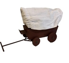 Vintage Wooden Covered Wagon Model Mid Century Old West Pioneer Decor picture