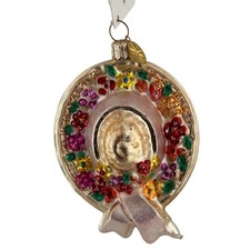 Vintage Christopher Radko Bonny Spring Floral Sun Hat Glass Ornament 00-SP-60 picture