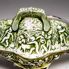 RARE Mid Century large majolica cherub and Dionysus tureen. exc condition picture