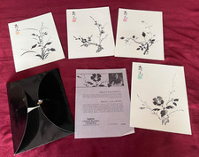 Vtg rare 80s Lipton Oriental Treasures Art Print Set of 4 8x10 Terry Y Mo Sumi-e picture