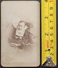 Antique 1800s Baby Portrait Photo CDV Victorian Child in Lace Bib – Rare Find picture