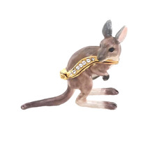 Joey the Kangaroo Pewter Bejeweled Hinged Miniature Trinket Box Kingspoint picture