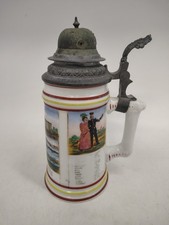 Antique German Military Regimental Beer Stein 1894-1896 Helmet Pewter Lid 8.5