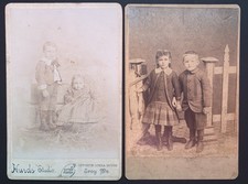 Lot Siblings Adorable Victorian Era Children Cabinet Cards Photos Antique picture