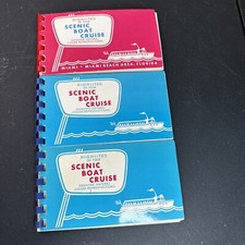 Vintage Miami Beach Florida Scenic Boat Cruise Souvenir Photo Booklet Lot of 3 picture